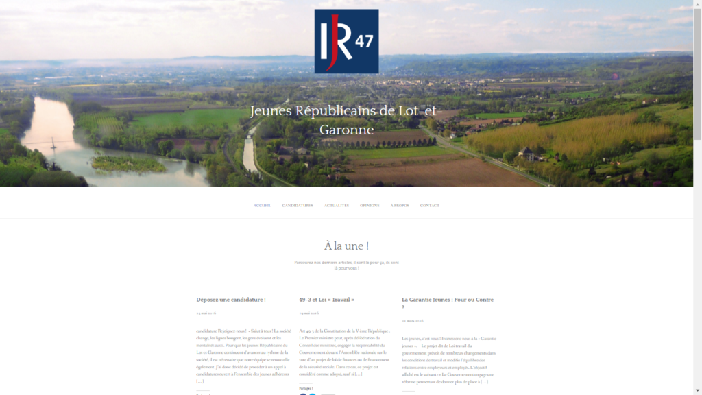 Site internet des Jeunes Républicains de Lot-et-Garonne 47